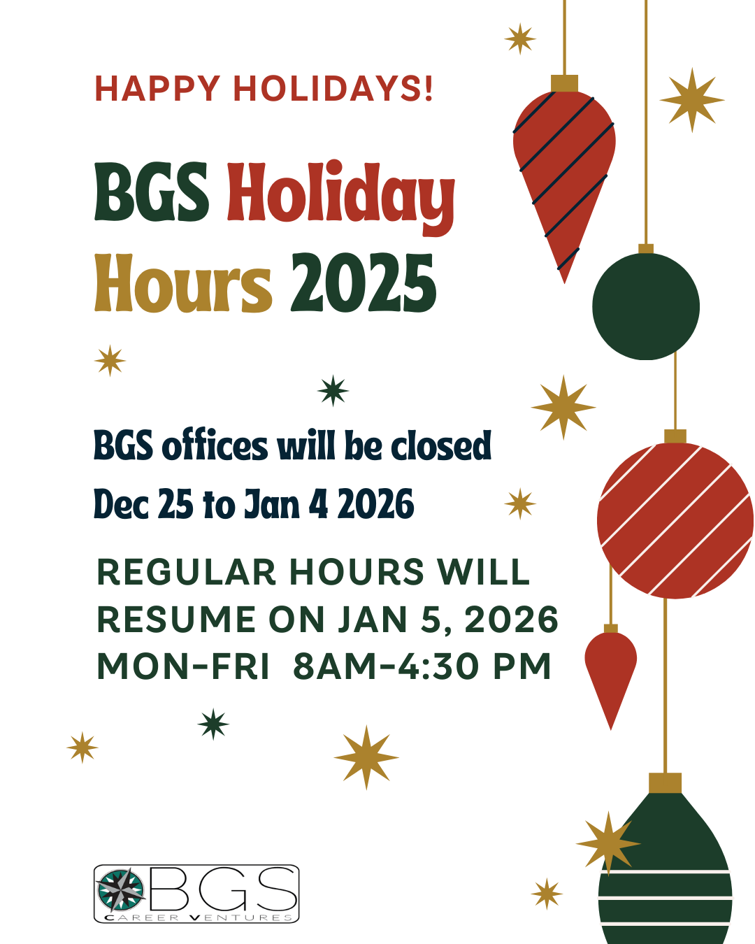 Holiday Hours